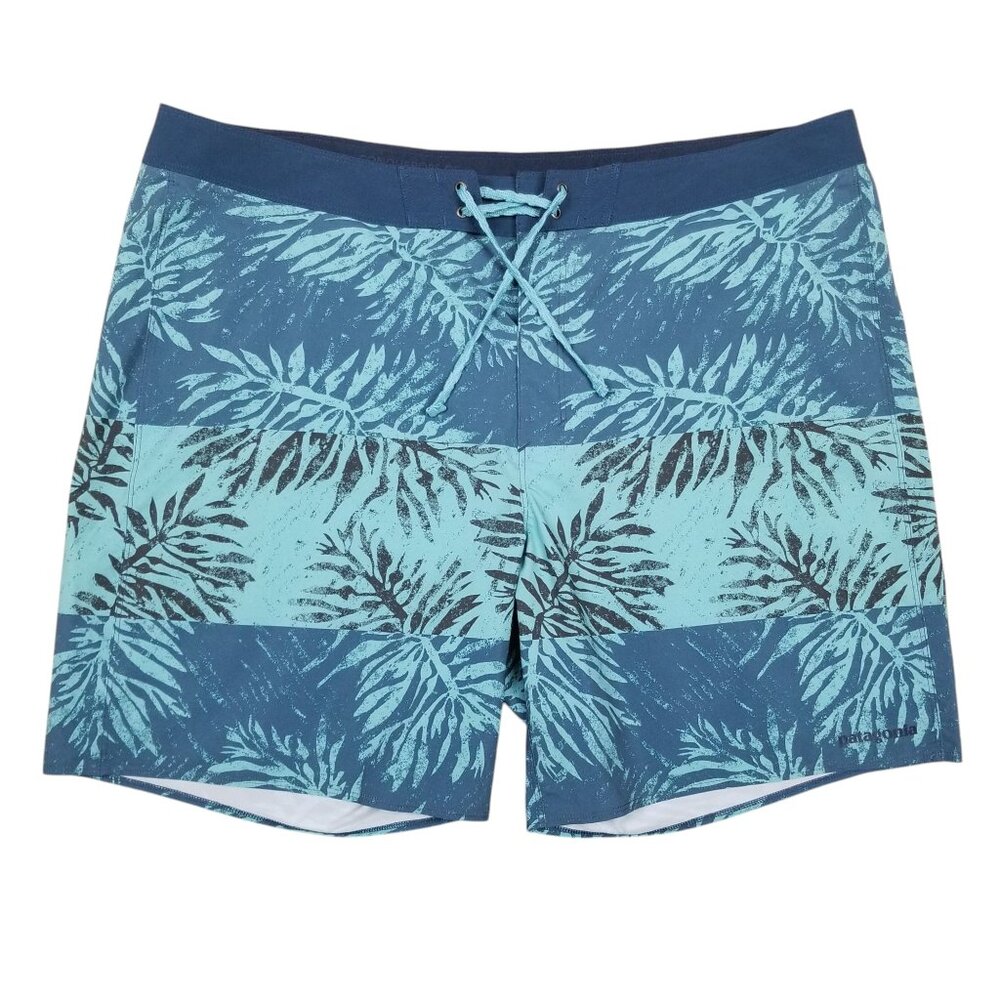 Patagonia Hydropeak Boardshorts Sandy Kelp Blocked: Crater Blue Sz 40